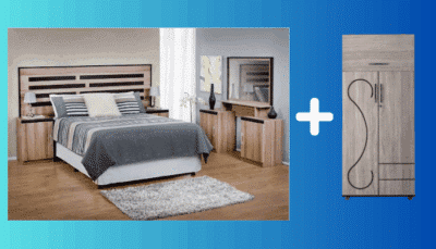 Melanie Bedroom Suite + Modern 2 Door Wardrobe